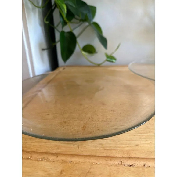Two Glass clear textured large Plates - Picture 2 of 9